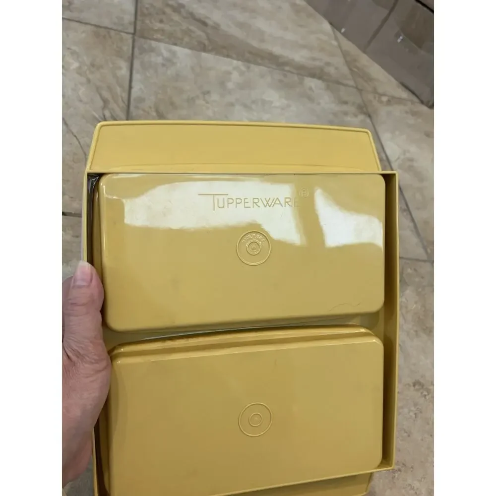 Tupperware Egg Keeper Carrier Complete Inserts Harvest Gold Deviled Egg Tray